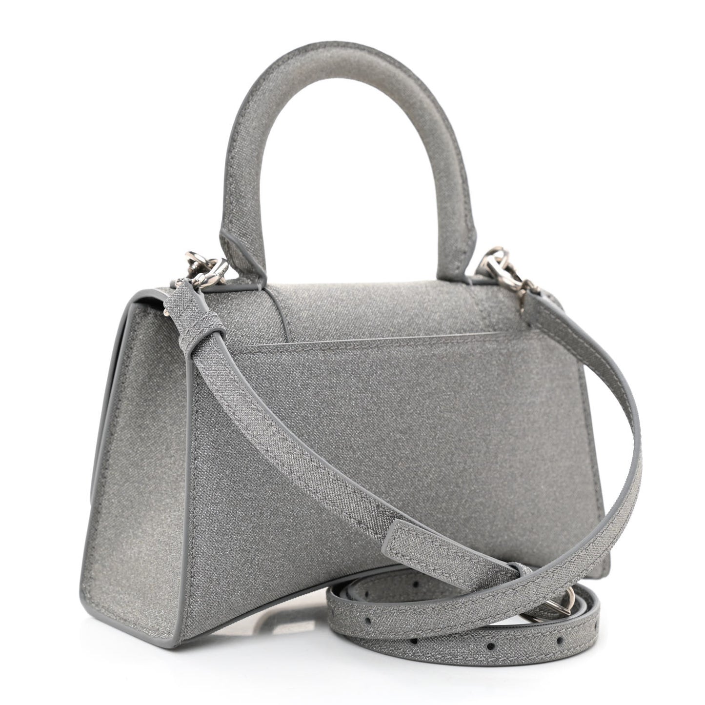Glitter Fabric Hourglass Top Handle Bag XS Grey