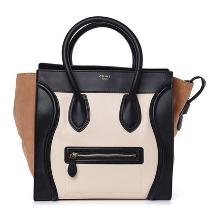 Celine Satin Calfskin Suede Mini Tri-Color Luggage Seashell 1 of 9
