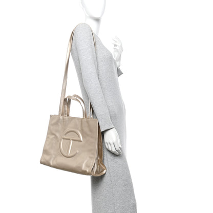 Telfar Metallic Vegan Leather Medium Shopping Bag Gold 2 of 10