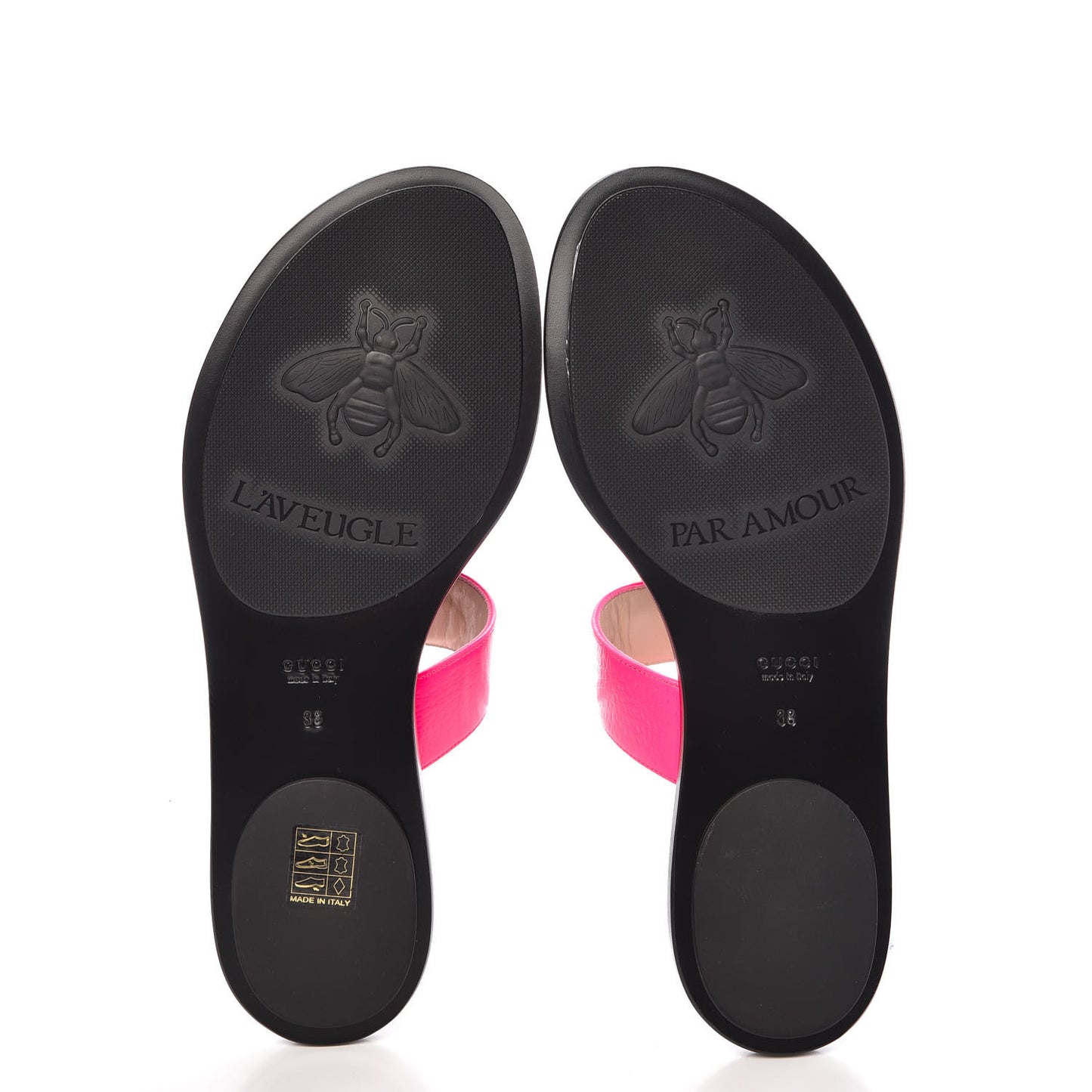 Calfskin GG Marmont Thong Sandals 38 Fuxia Fluo