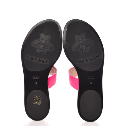 Gucci Calfskin GG Marmont Thong Sandals 38 Fuxia Fluo 5 of 11