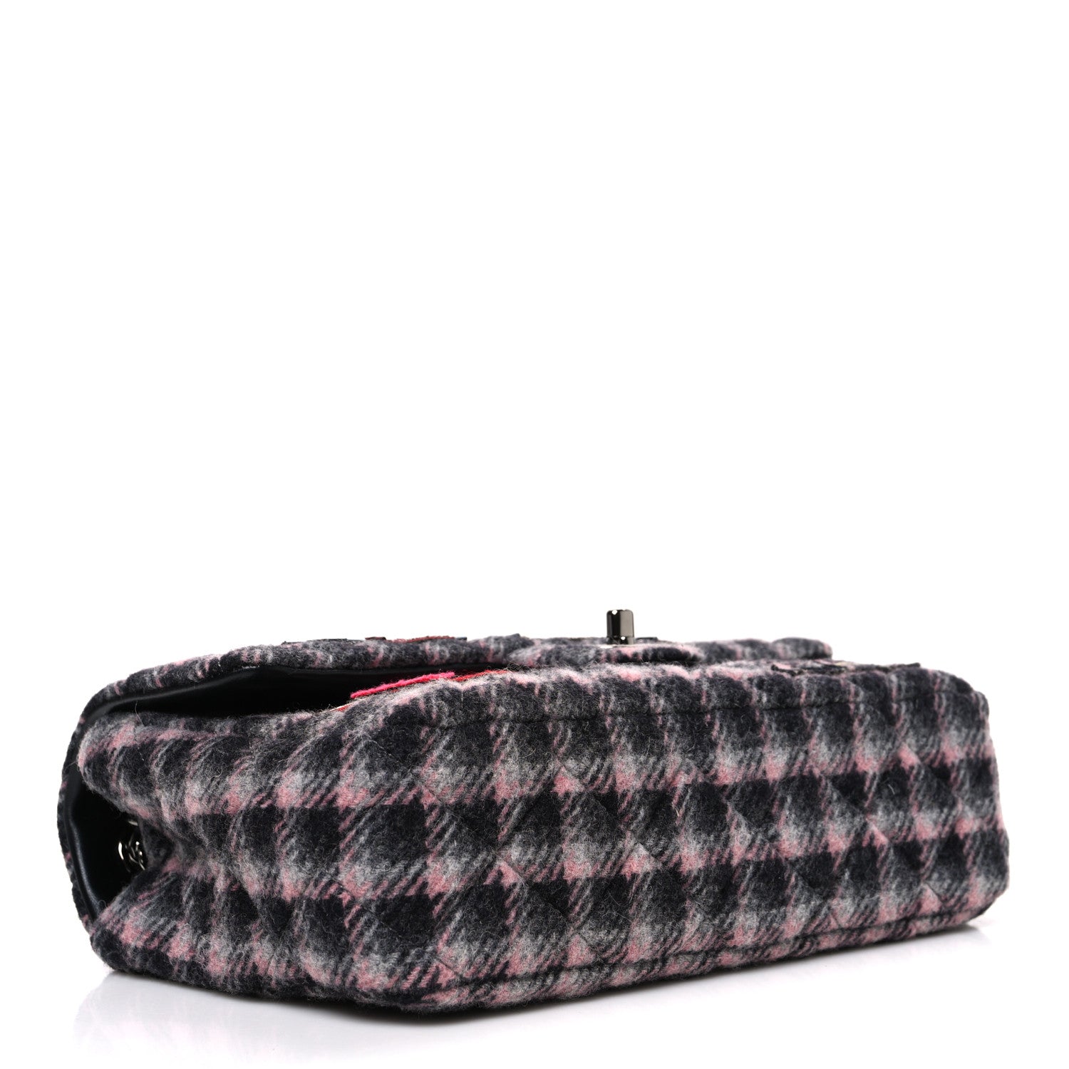 Chanel Wool Patchwork Medium Single Flap Pink Grey 4 of 10