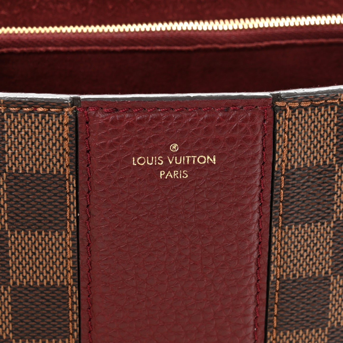 Damier Ebene Cuir Taurillon Wight Bordeaux