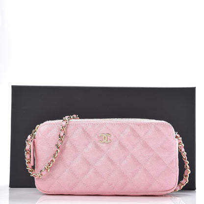Chanel Iridescent Caviar Quilted Clutch With Chain Rose 13 of 13