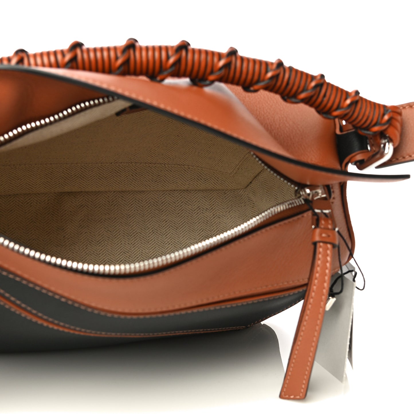 Calfskin Small Craft Puzzle Bag Tan Black