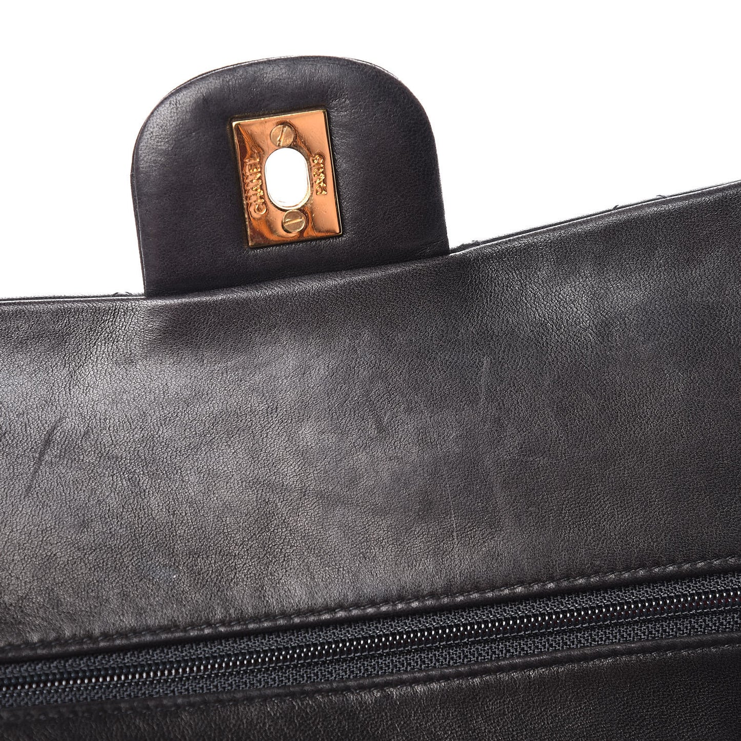 Lambskin Quilted Medium Double Flap Black