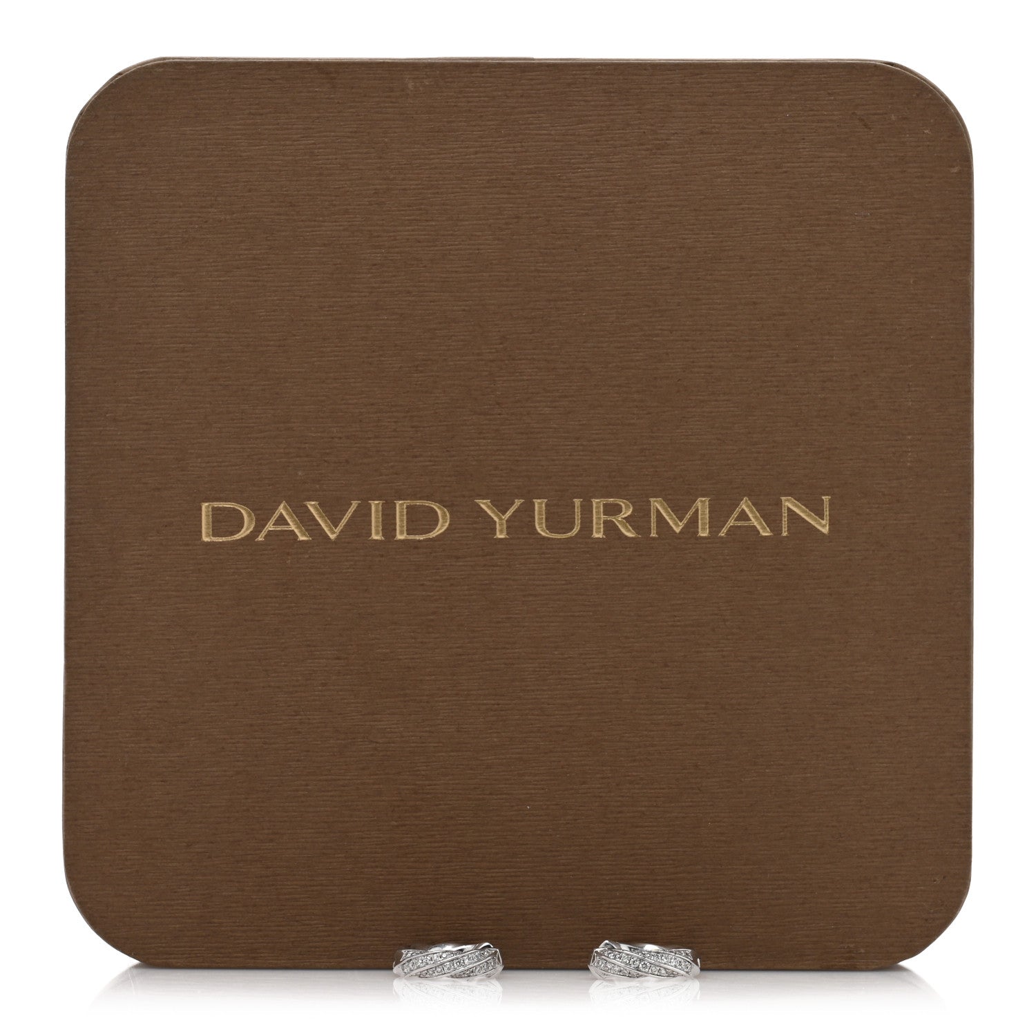 David Yurman Sterling Silver Diamond Cable Edge Huggie Hoop Earrings 5 of 5