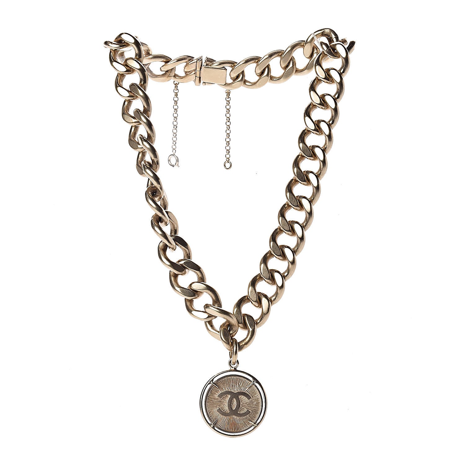 Chanel Medallion CC Chain Short Necklace Light Gold 3 of 5