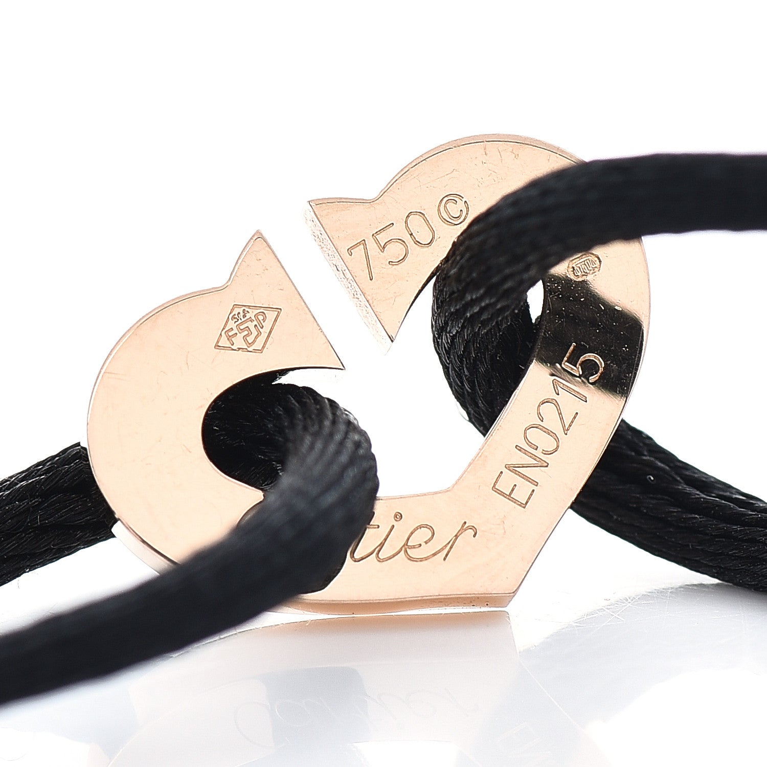 Cartier 18K Pink Gold Hearts and Symbols Cord Bracelet Black 4 of 5