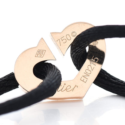 Cartier 18K Pink Gold Hearts and Symbols Cord Bracelet Black 4 of 5