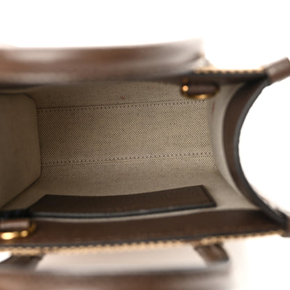 Gucci Monogram Jumbo GG Textured Dollar Calfskin Web Mini Vertical Tote Camel Ebony New Acero 5 of 9