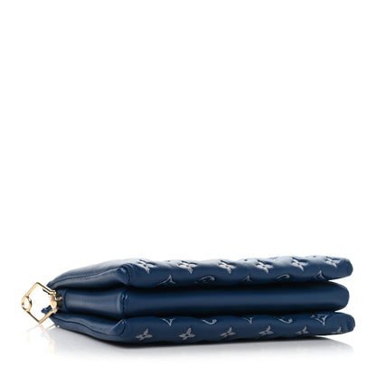 Louis Vuitton Lambskin Embossed Monogram Coussin PM Denim Blue 4 of 12