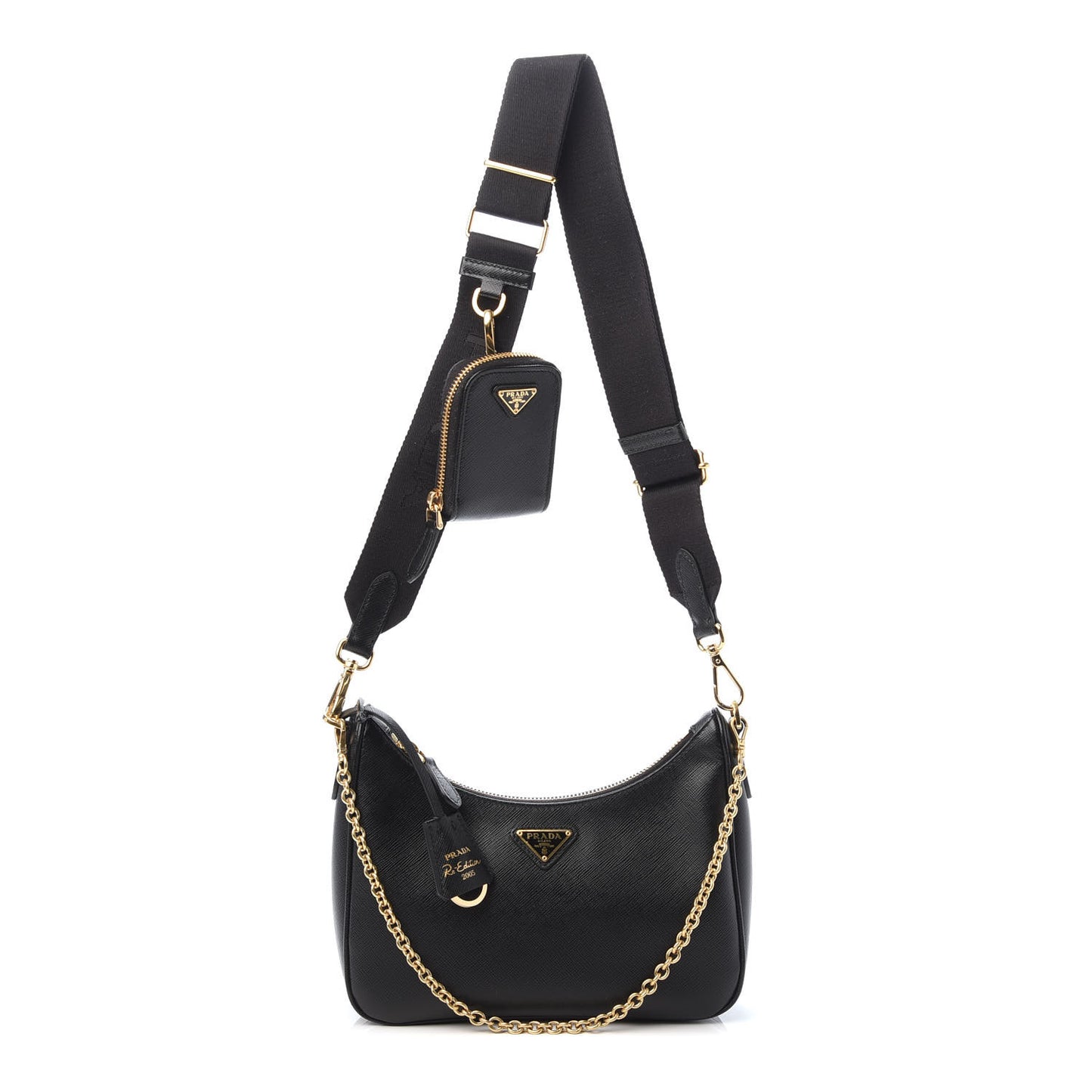 Saffiano Lux Re-Edition 2005 Shoulder Bag Black