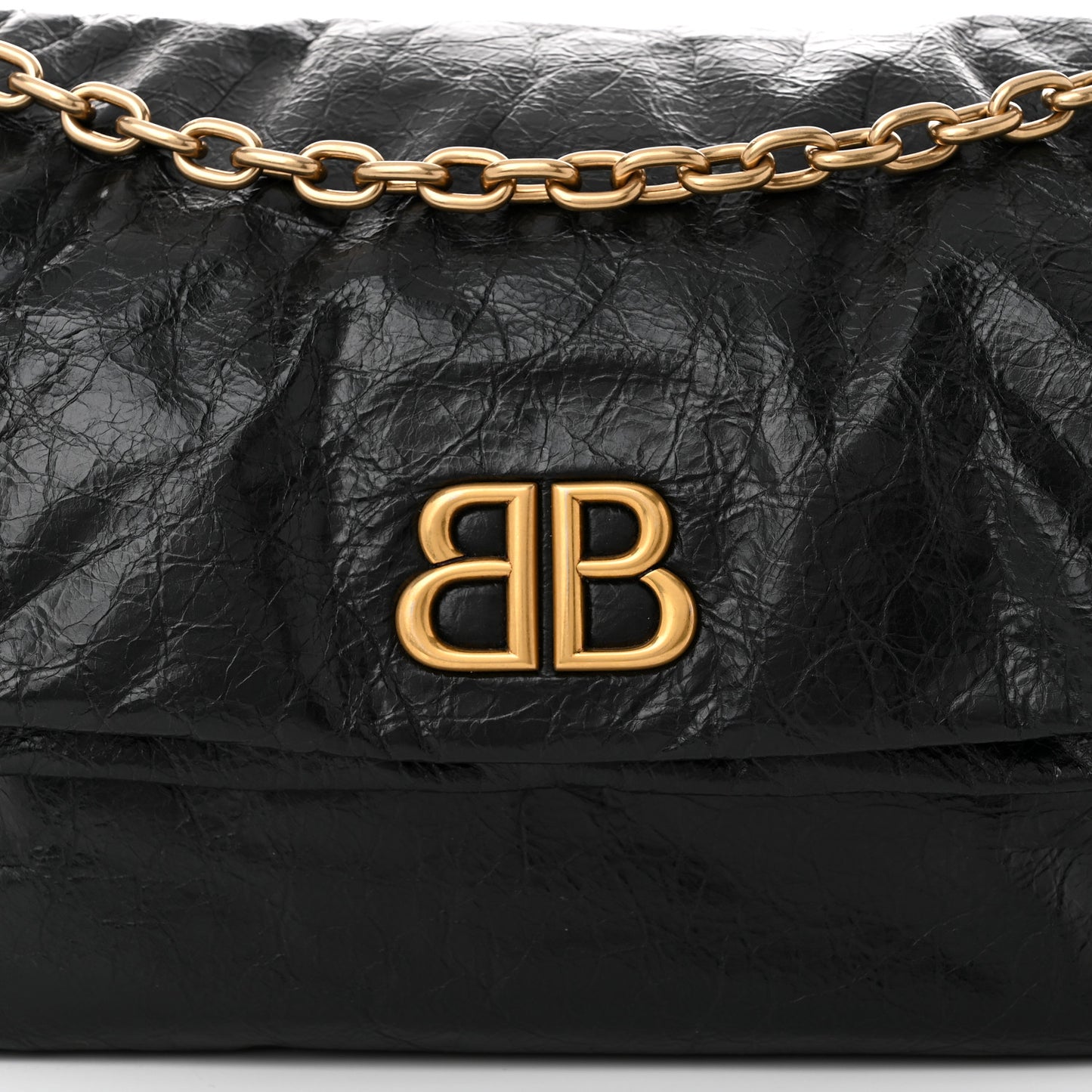 Arena Calfskin Medium Monaco Chain Shoulder Bag Black