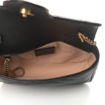 Gucci Calfskin Matelasse Super Mini GG Marmont Shoulder Bag Black 5 of 13