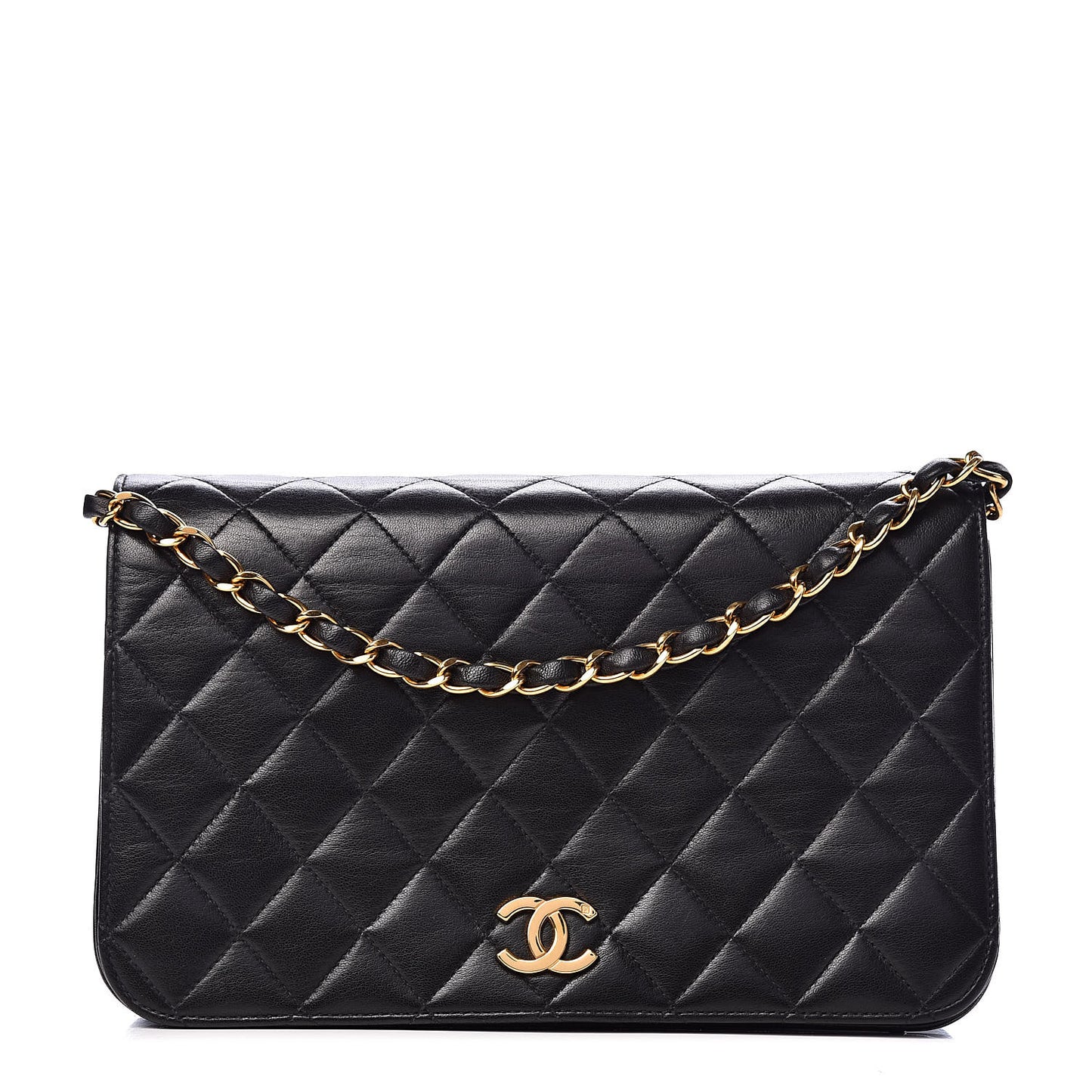 Lambskin Quilted Small Single Flap Black