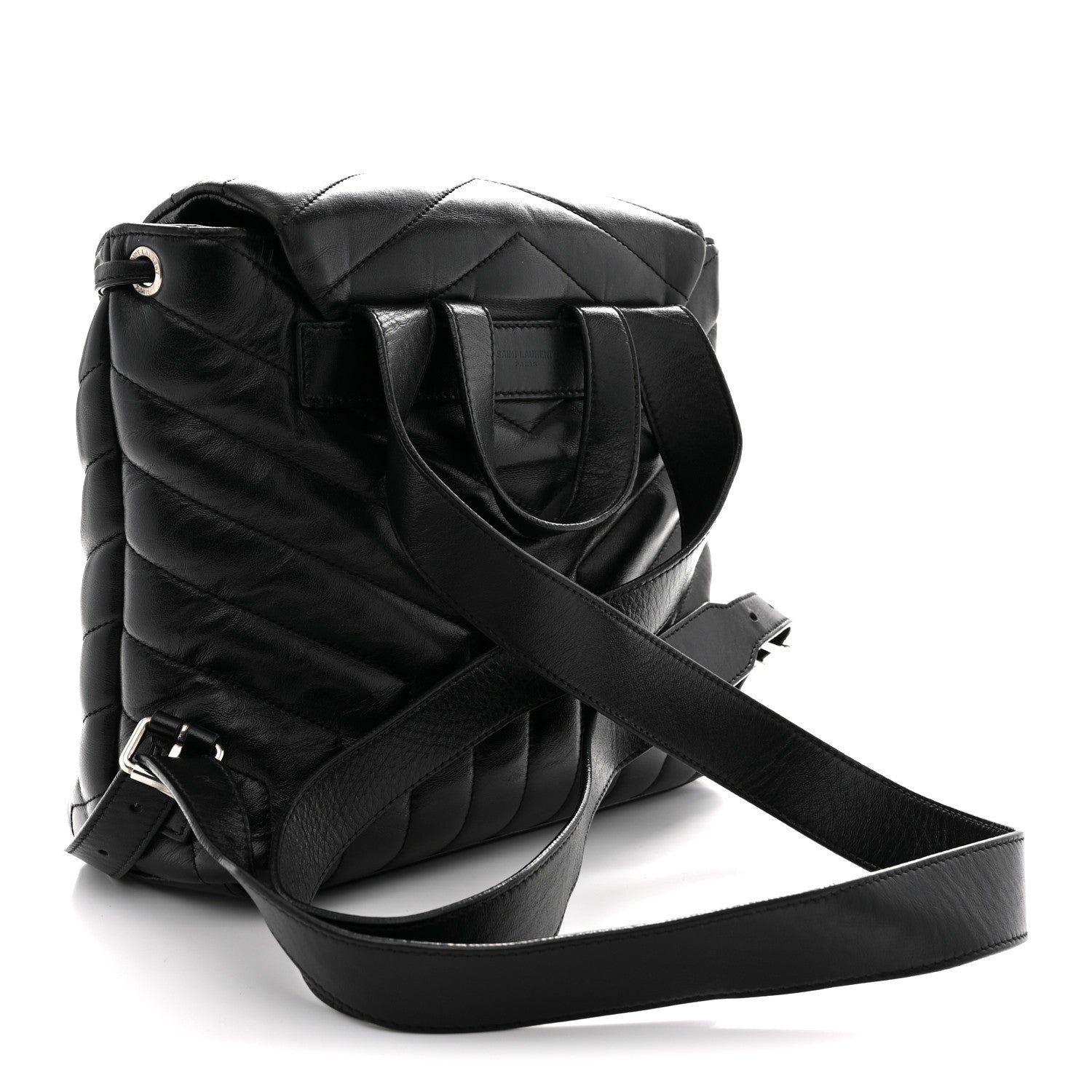 Saint Laurent Calfskin Y Quilted Monogram Small Loulou Backpack Black 3 of 12