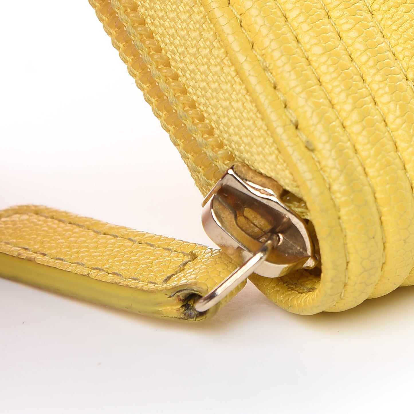 Caviar Quilted Boy Zip Around Coin Purse Wallet Yellow