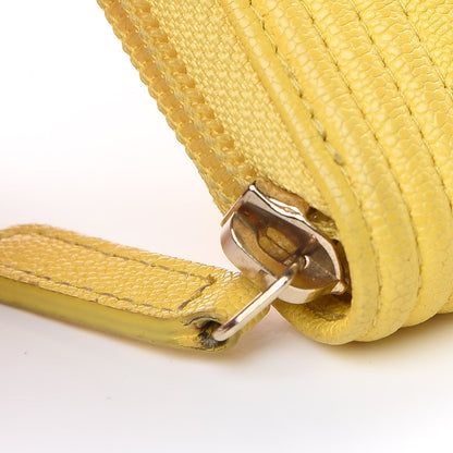 Chanel Caviar Quilted Boy Zip Around Coin Purse Wallet Yellow 10 of 11