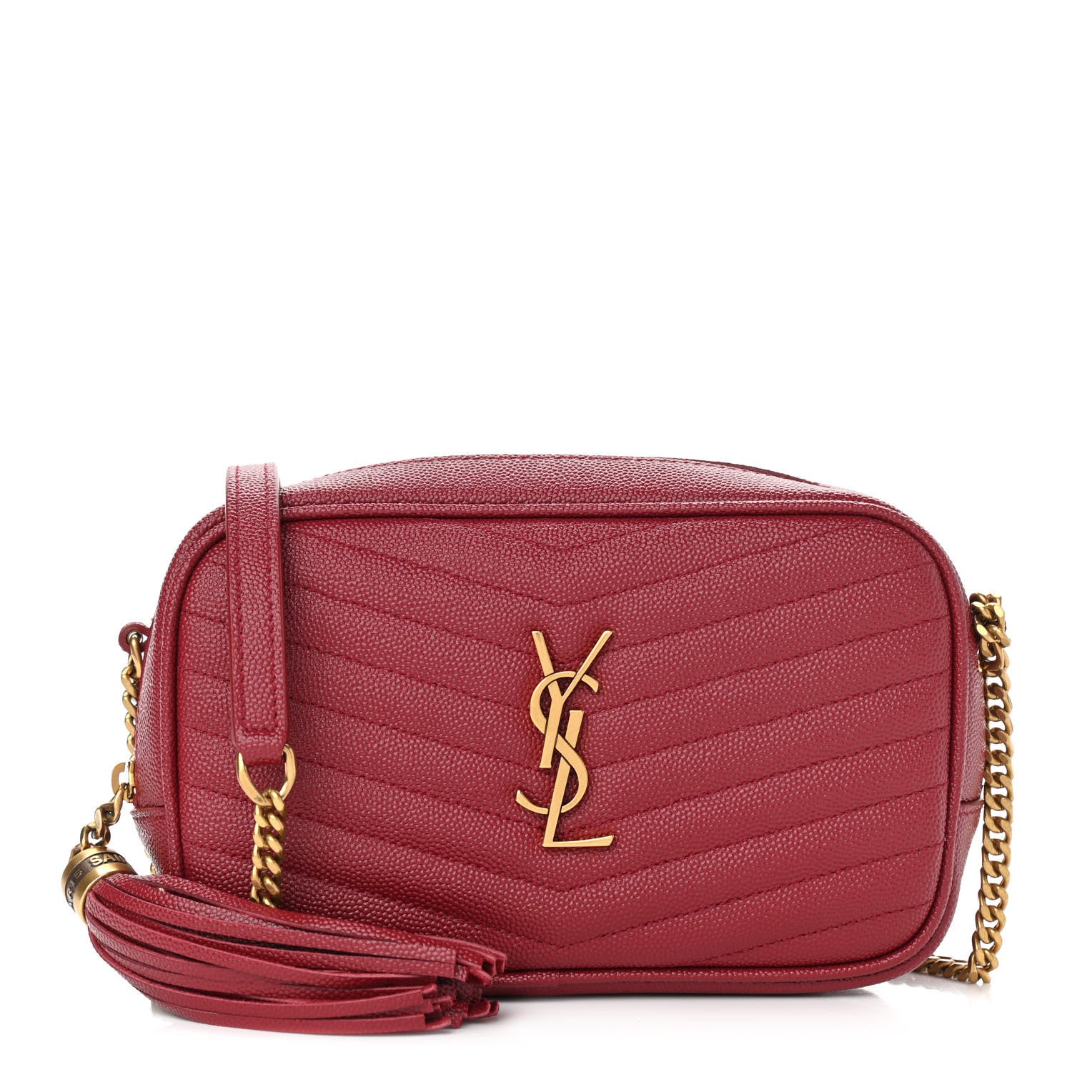 Saint Laurent Grain De Poudre Matelasse Monogram Mini Lou Camera Bag Opyum Red 1 of 11