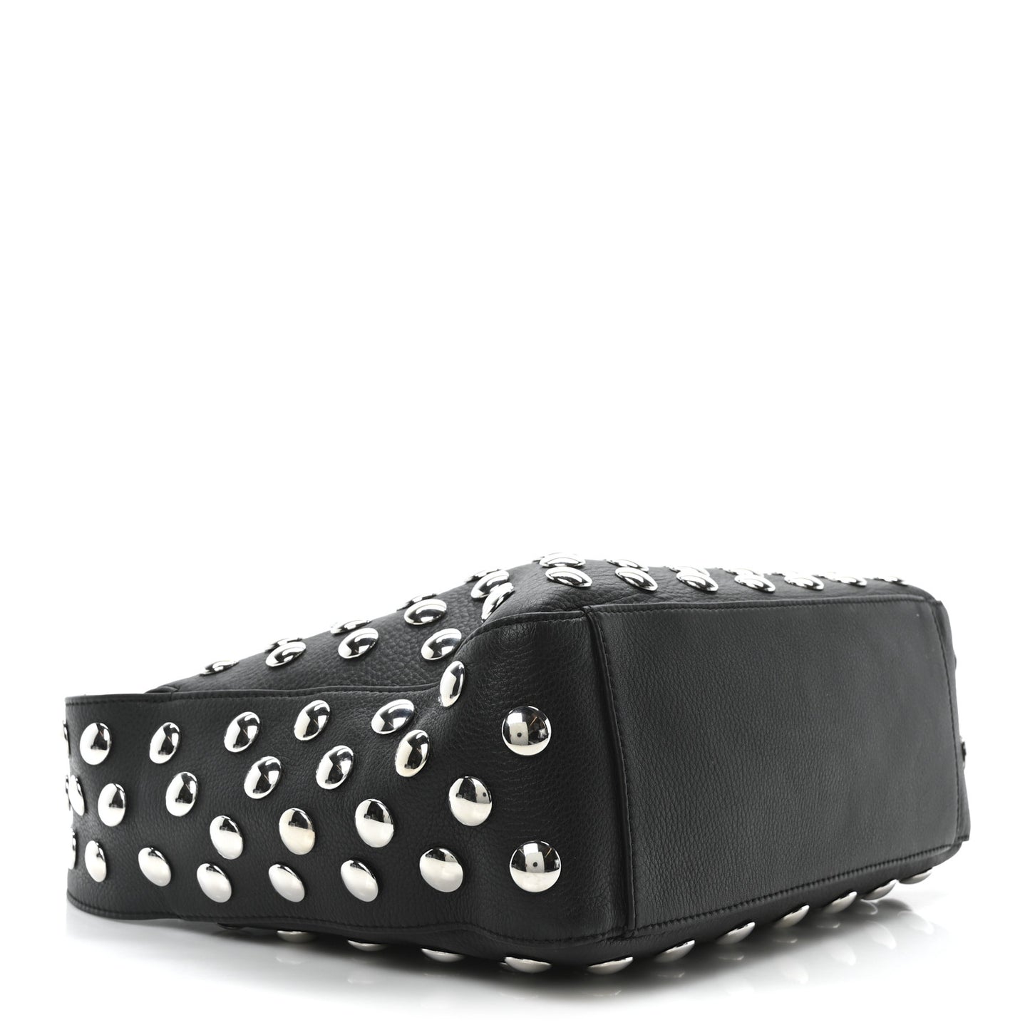Pebbled Sport Calfskin Studded Elena Black
