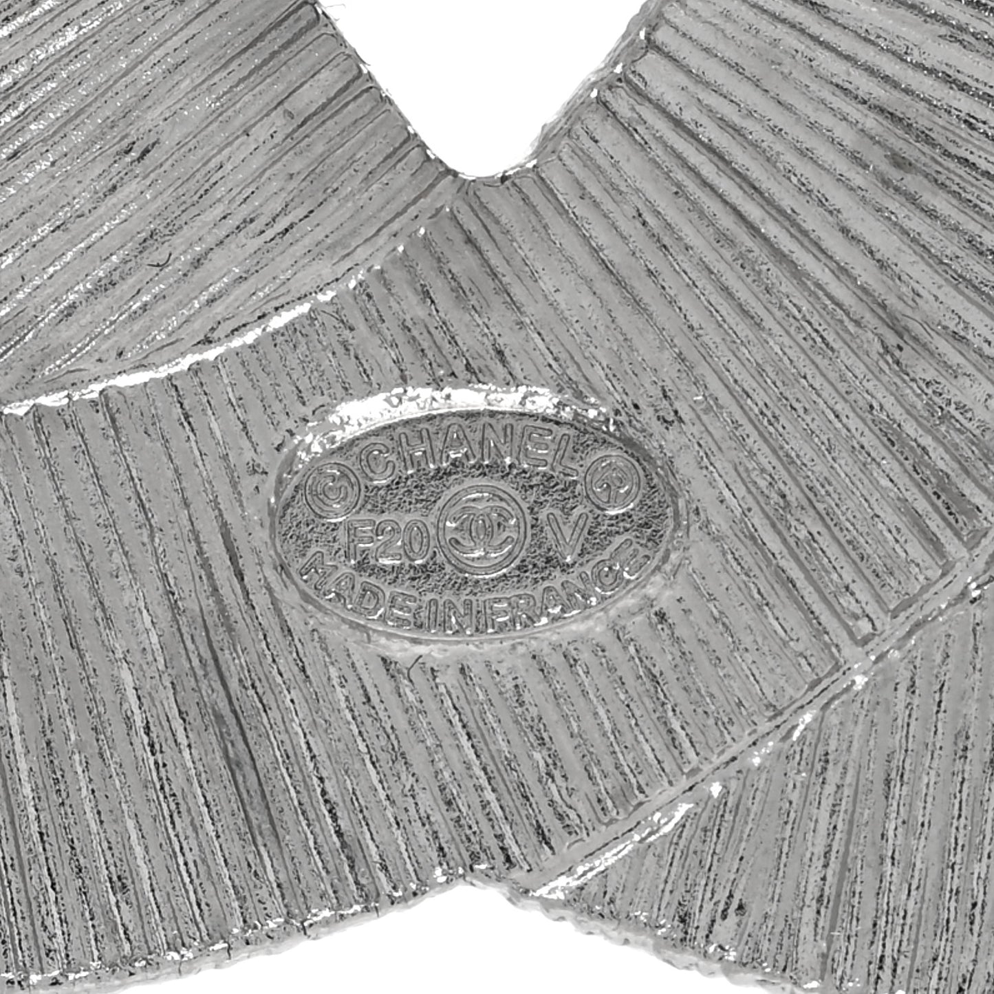 Baguette Crystal CC Brooch Silver