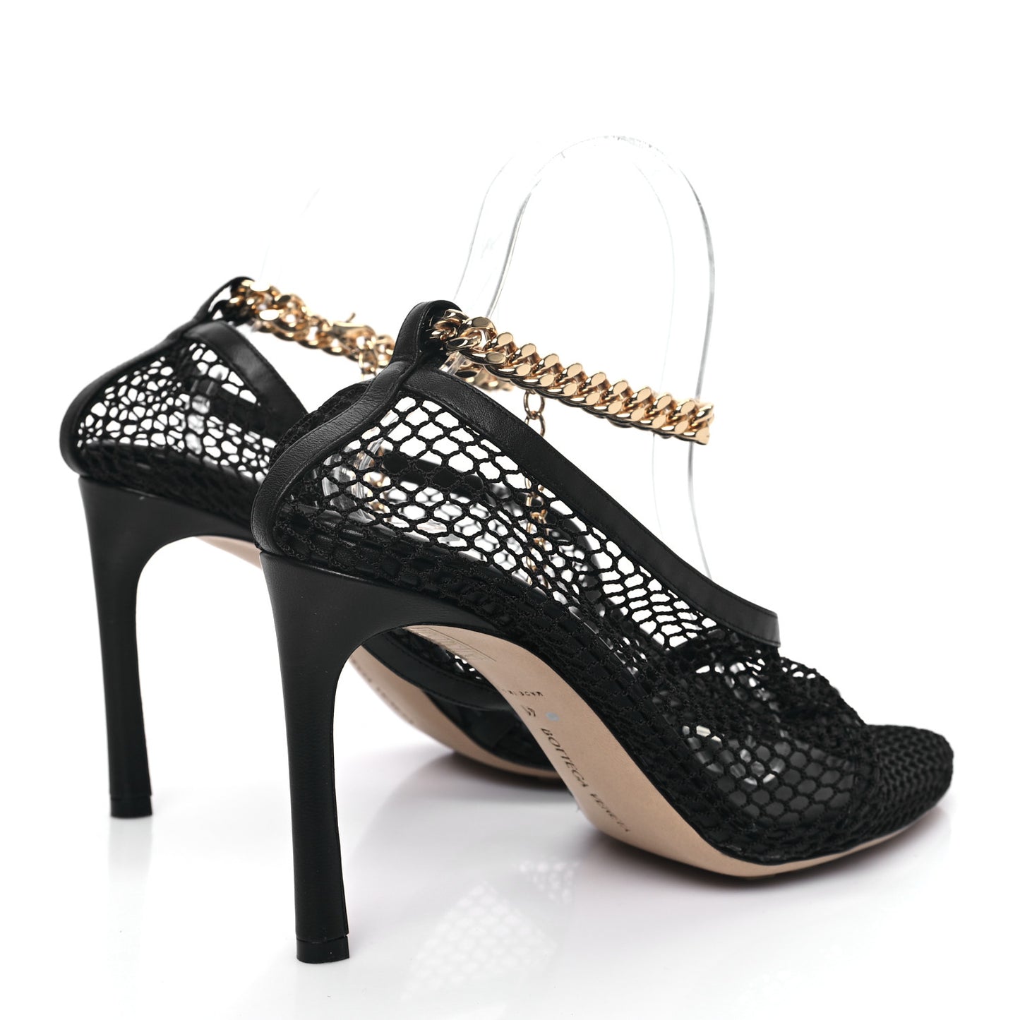 Mesh Nappa Chunky Chain Sandals 41 Black