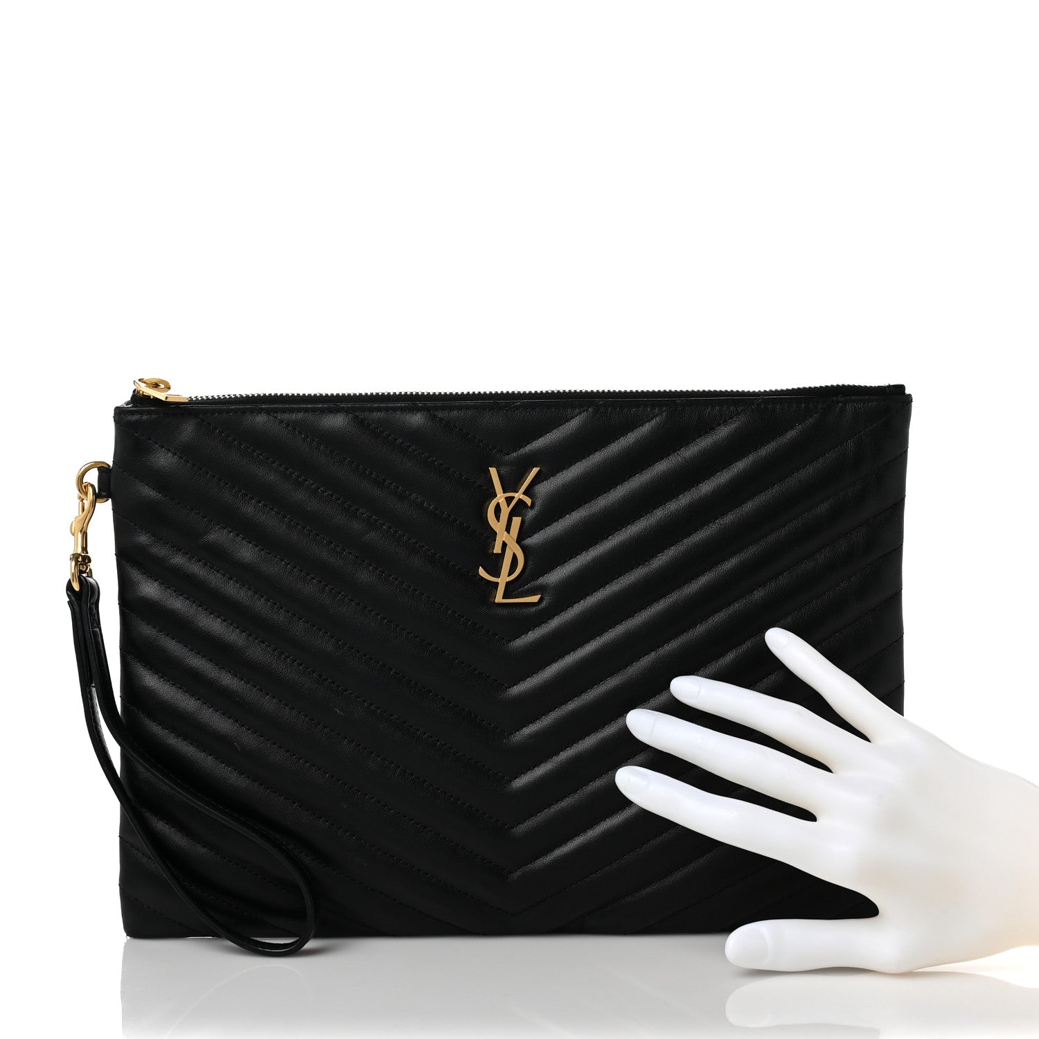 Saint Laurent Calfskin Matelasse Monogram Cassandre Tablet Pouch Black 2 of 7