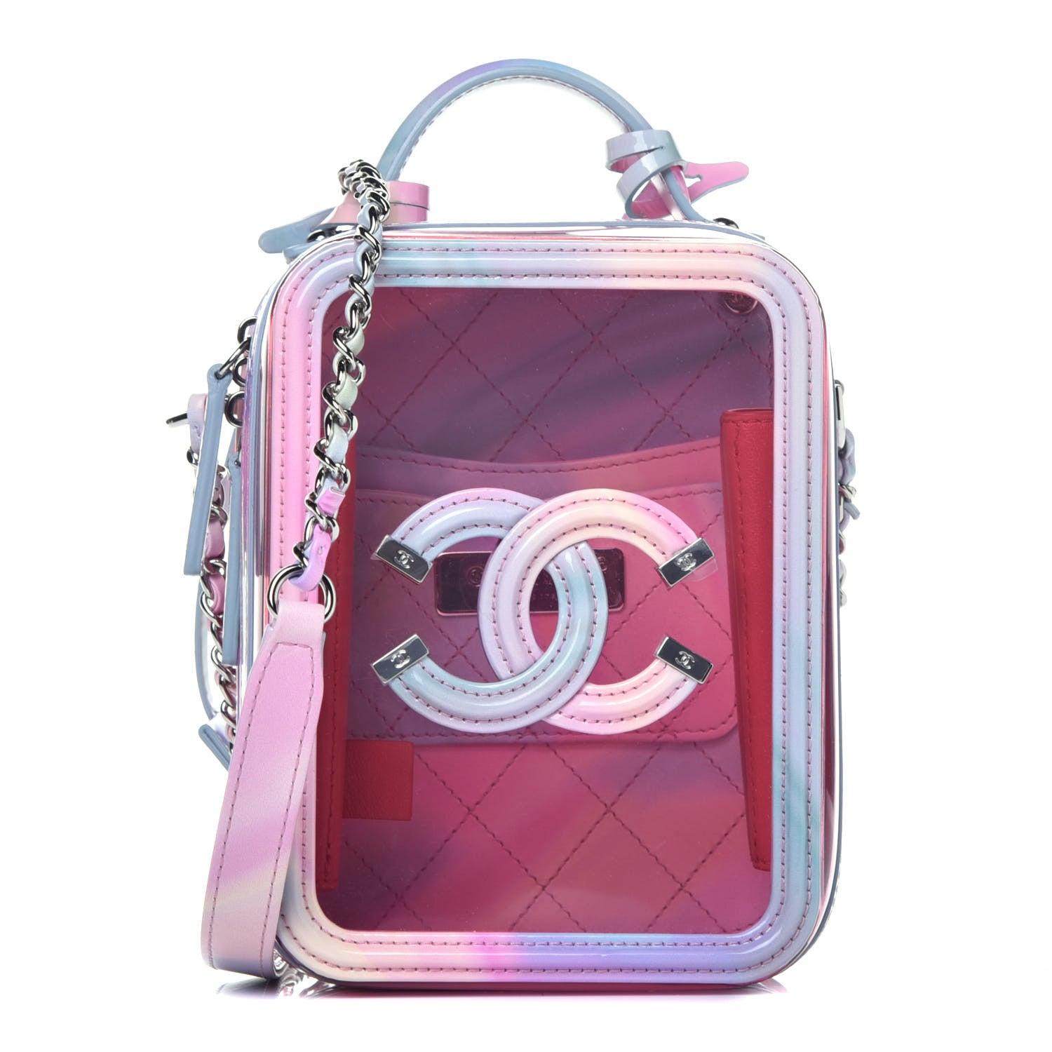 Chanel PVC Patent Calfskin Patent Lambskin Vertical Vanity Case Pink 1 of 9