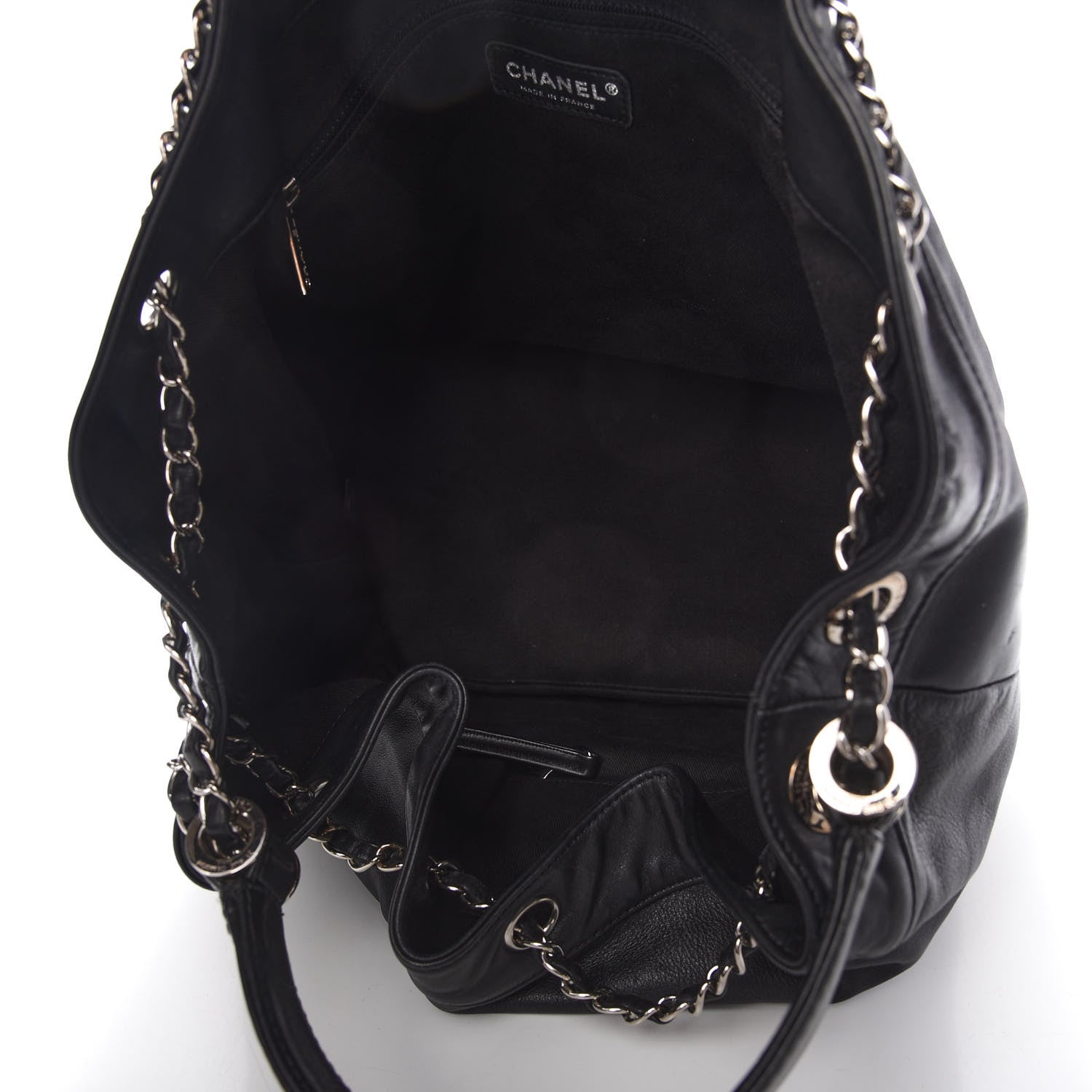 Chanel Calfskin Drawstring CC Bucket Bag Black 5 of 11