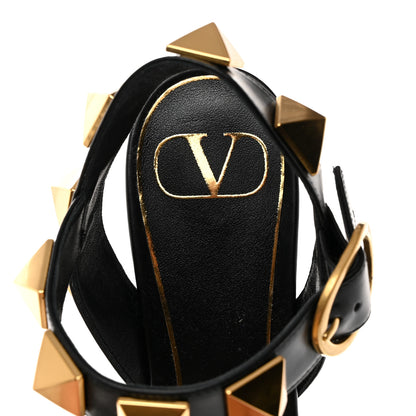Valentino Garavani Calfskin Roman Stud 60mm Sandals 37.5 Black 6 of 9