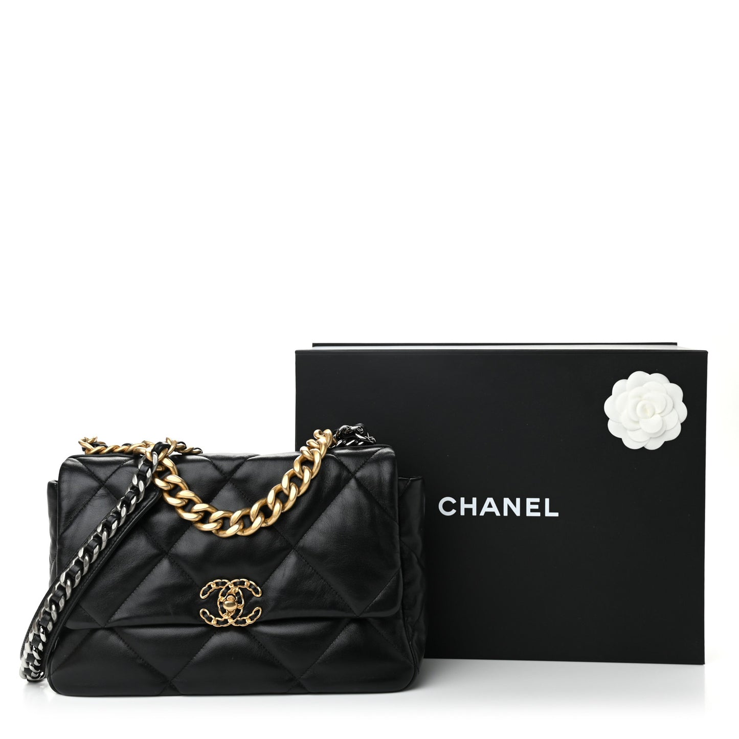 Lambskin Quilted Large Chanel 19 Flap Black