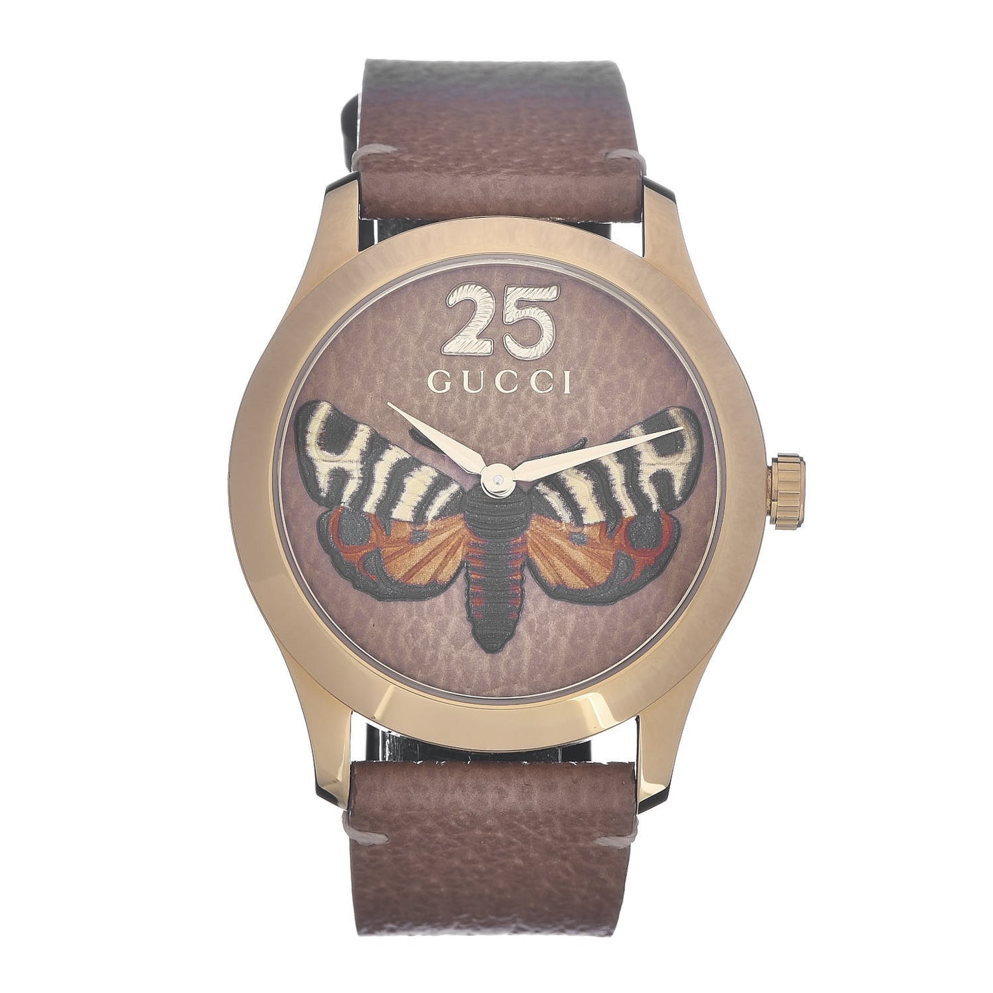 Stainless Steel Calfskin 38mm G-Timeless Moth Quartz Watch Brown