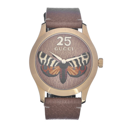 Gucci Stainless Steel Calfskin 38mm G-Timeless Moth Quartz Watch Brown 1 of 6