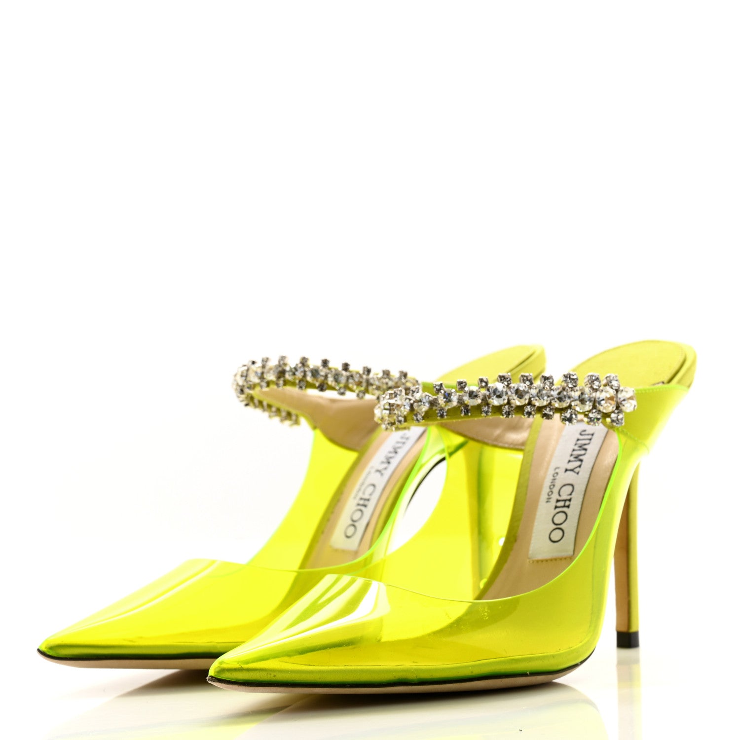 Jimmy Choo Plexi Crystal Bing 100 Pumps 37 Neon Yellow 3 of 10