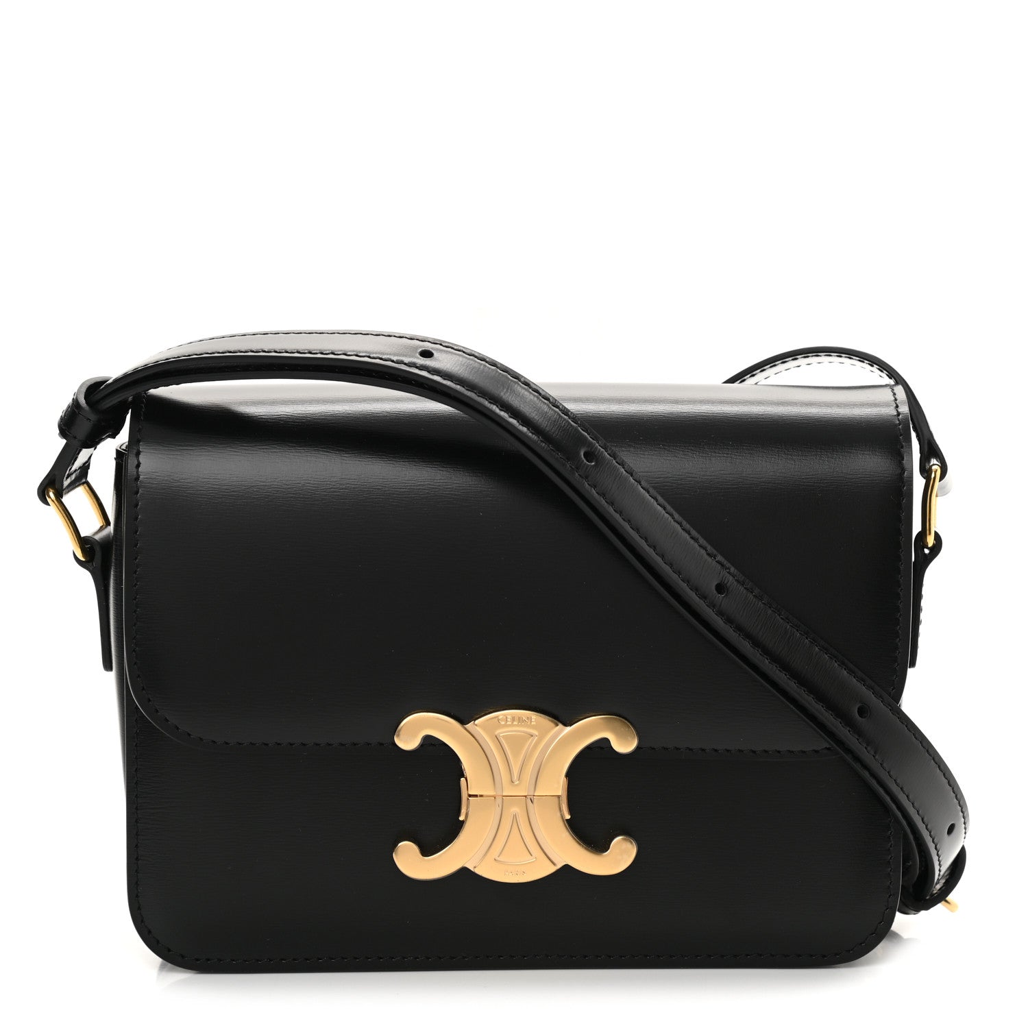 Celine Shiny Calfskin Teen Triomphe Black 1 of 10