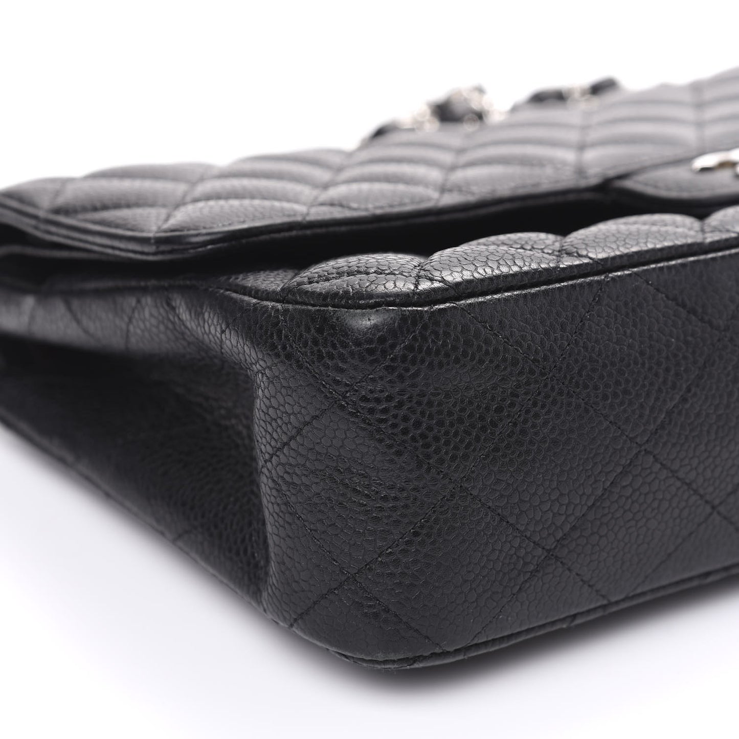Caviar Quilted Medium Double Flap Black
