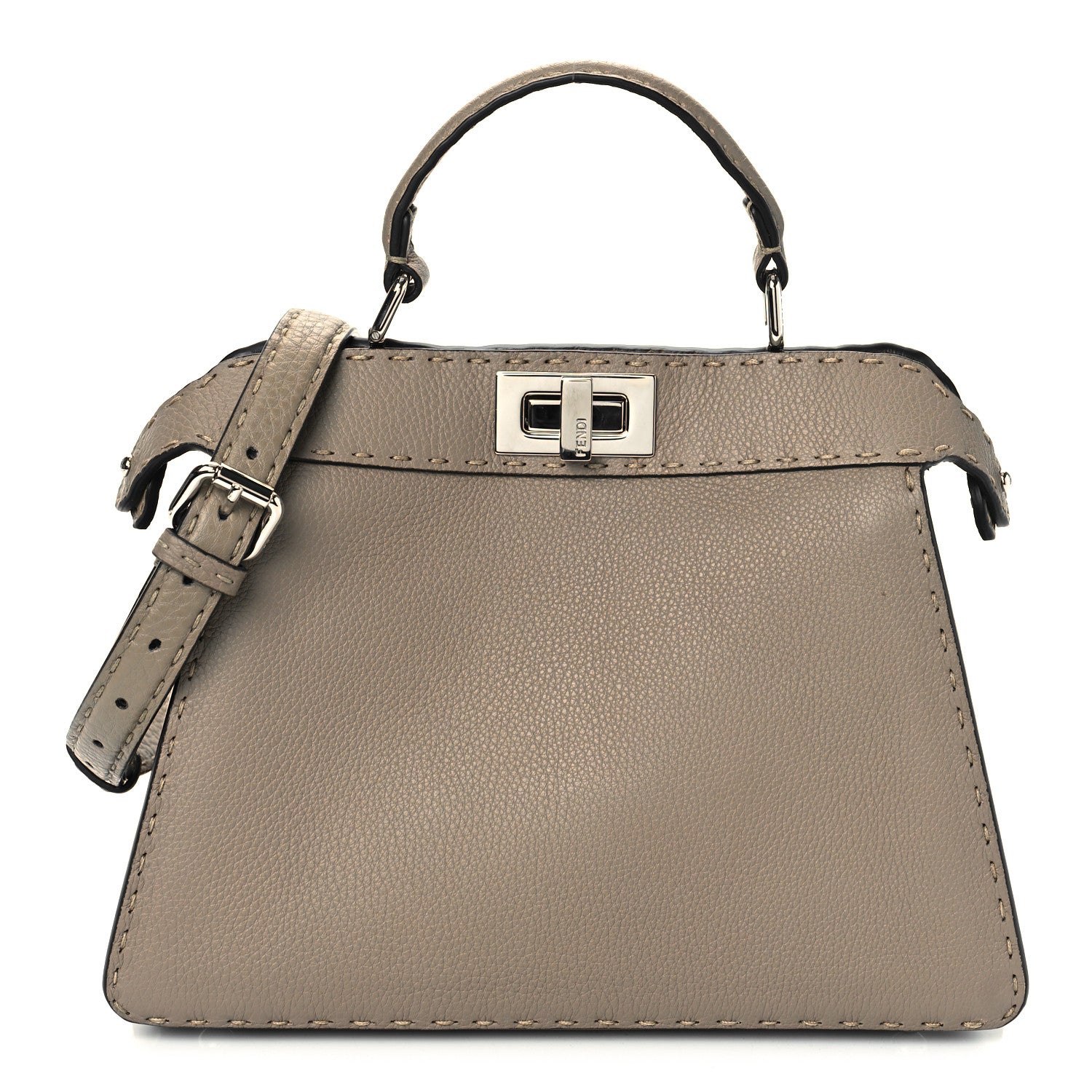 Fendi Cuoio Romano Selleria Chamois Small Peekaboo I SEE U Satchel Corda Camelia Cipria 1 of 9