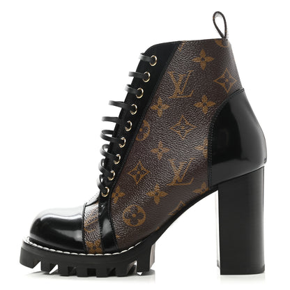 Louis Vuitton Patent Calfskin Monogram Star Trail Ankle Boots 38 Black 1 of 8