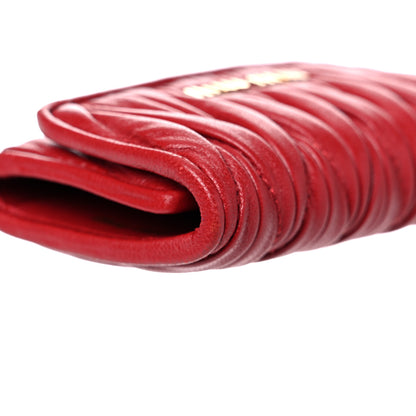 Miu Miu Nappa Matelasse Flap Card Holder Key Ring Fuoco 12 of 15