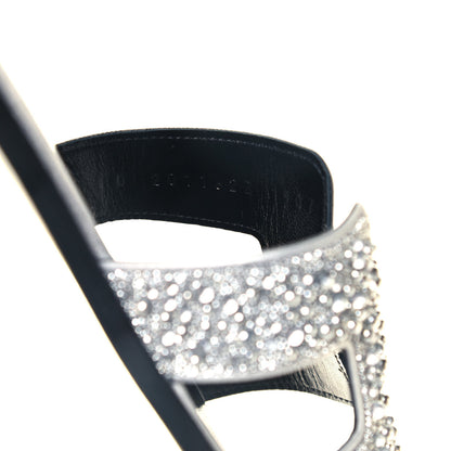 Hermes Velvet Goatskin Crystal Beads Oran Sandals 39.5 Gris Argente 9 of 11