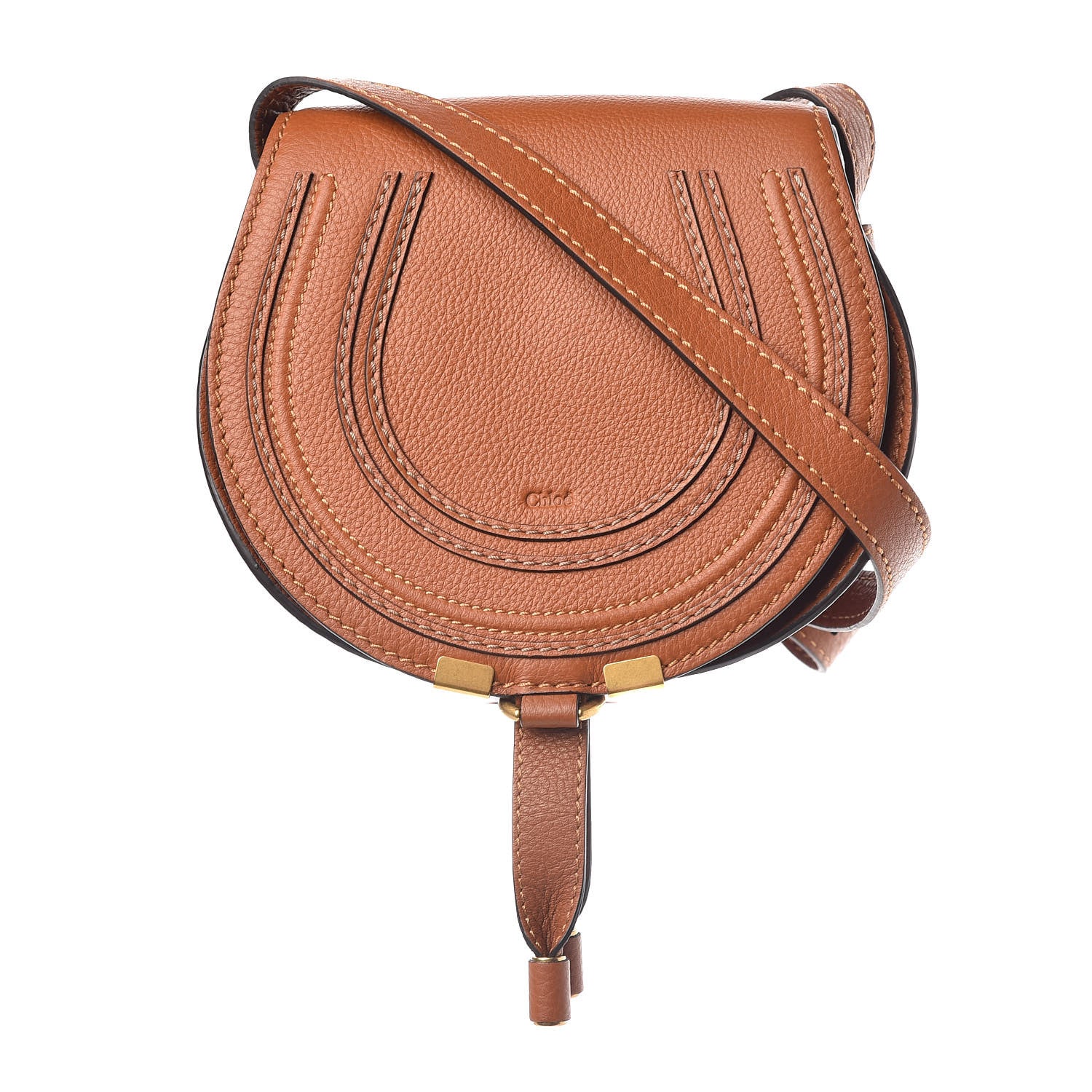 Chloe Calfskin Mini Marcie Round Crossbody Bag Tan 1 of 11
