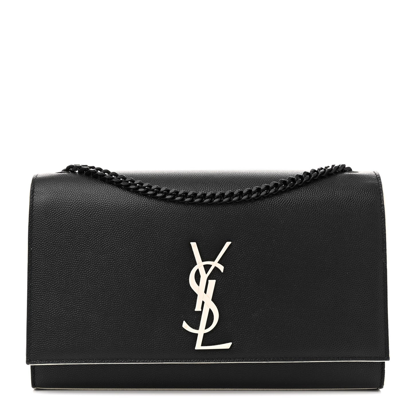 Grain De Poudre Medium Classic Monogram Kate Satchel Black White