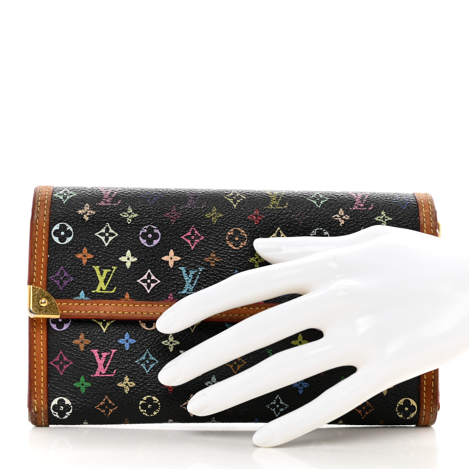 Louis Vuitton Monogram Multicolor Porte Tresor International Wallet Black 2 of 12