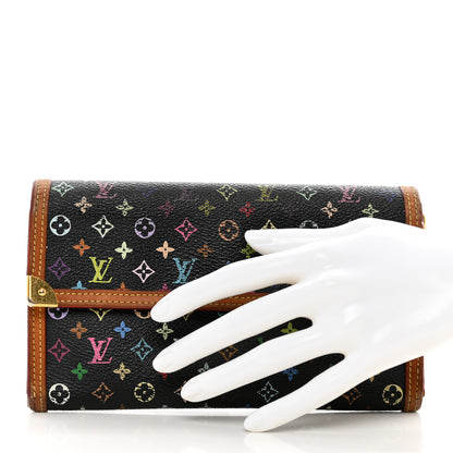 Louis Vuitton Monogram Multicolor Porte Tresor International Wallet Black 2 of 12