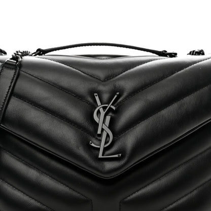 Saint Laurent Calfskin Y Quilted Monogram Monochrome Small Loulou Chain Satchel Black 9 of 12