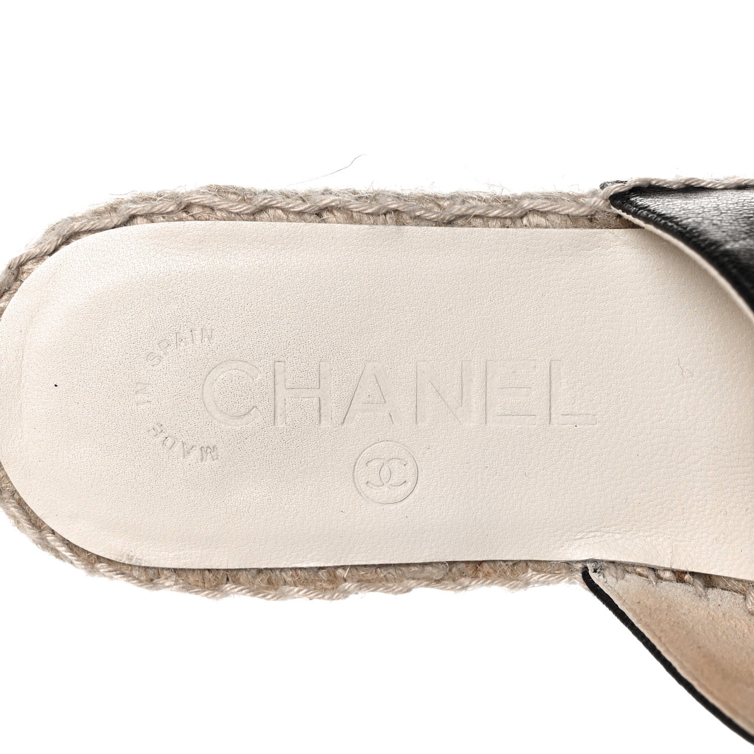 Chanel Iridescent Goatskin Patent CC Espadrille Mules 35 Black 7 of 8