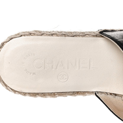 Chanel Iridescent Goatskin Patent CC Espadrille Mules 35 Black 7 of 8