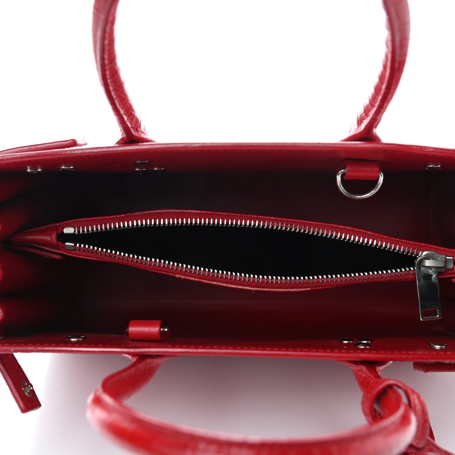 Saint Laurent Calfskin Crocodile Embossed Baby Sac De Jour Red 4 of 19
