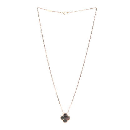 Van Cleef & Arpels 18K Rose Gold Gray Mother of Pearl Vintage Alhambra Pendant Necklace 3 of 6